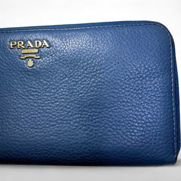PRADA Saffiano Leather Long L Zipper Wallet, Blue - Picture 13 of 16